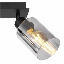 Suspension Verre Fumé-Luminaires Globo Lighting Plafonnier Globo HADERA Noir, 2 lumières