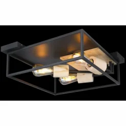 Lampes En Bois-Luminaires Globo Lighting Plafonnier Globo HAGAR Bois clair, Noir, 3 lumières