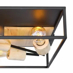 Lampes En Bois-Luminaires Globo Lighting Plafonnier Globo HAGAR Bois clair, Noir, 3 lumières