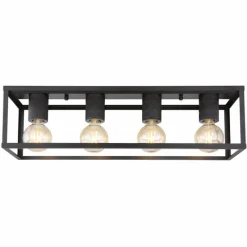 Lampes Industrielles-Luminaires Globo Lighting Plafonnier Globo HAGAR Noir, 4 lumières