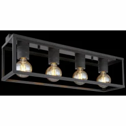 Lampes Industrielles-Luminaires Globo Lighting Plafonnier Globo HAGAR Noir, 4 lumières