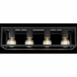 Lampes Industrielles-Luminaires Globo Lighting Plafonnier Globo HAGAR Noir, 4 lumières