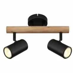 Lampes En Bois-Luminaires Globo Lighting Plafonnier Globo HERTI Brun, Noir, 2 lumières