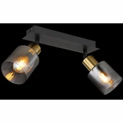 Suspension Verre Fumé-Luminaires Globo Lighting Plafonnier Globo HOLLSY Noir, 2 lumières