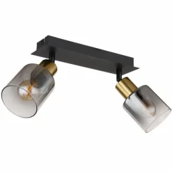 Suspension Verre Fumé-Luminaires Globo Lighting Plafonnier Globo HOLLSY Noir, 2 lumières