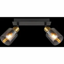 Suspension Verre Fumé-Luminaires Globo Lighting Plafonnier Globo HOLLSY Noir, 2 lumières