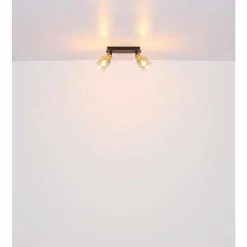 Suspension Verre Fumé-Luminaires Globo Lighting Plafonnier Globo HOLLSY Noir, 2 lumières