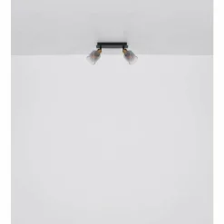 Suspension Verre Fumé-Luminaires Globo Lighting Plafonnier Globo HOLLSY Noir, 2 lumières