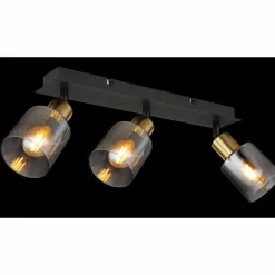 Suspension Verre Fumé-Luminaires Globo Lighting Plafonnier Globo HOLLSY Noir, 3 lumières