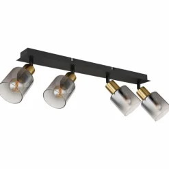 Suspension Verre Fumé-Luminaires Globo Lighting Plafonnier Globo HOLLSY Noir, 4 lumières