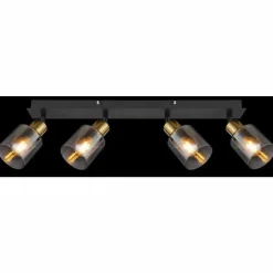 Suspension Verre Fumé-Luminaires Globo Lighting Plafonnier Globo HOLLSY Noir, 4 lumières