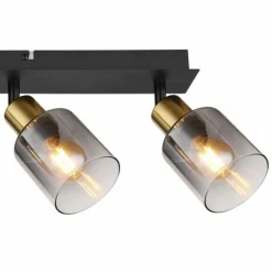 Suspension Verre Fumé-Luminaires Globo Lighting Plafonnier Globo HOLLSY Noir, 4 lumières