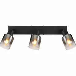 Suspension Verre Fumé-Luminaires Globo Lighting Plafonnier Globo HUBERTUS Noir, 3 lumières