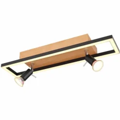 Lampes En Bois-Luminaires Globo Lighting Plafonnier Globo IDA LED Couleur bois, Noir, 3 lumières