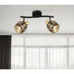 Lampes Dorées-Luminaires Globo Lighting Plafonnier Globo INDIANA Noir, 2 lumières