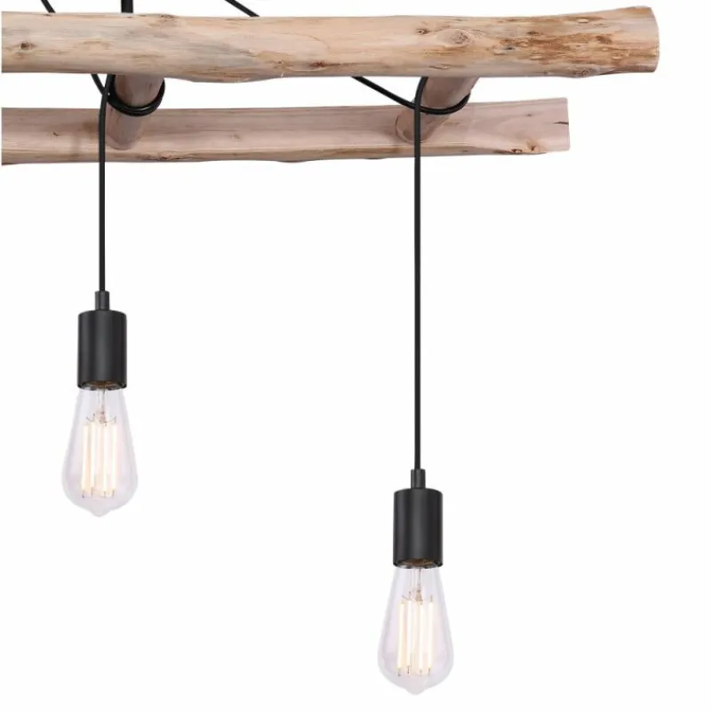 Luminaires Scandinaves-Luminaires Globo Lighting Plafonnier Globo IRMGARD Bois clair, Noir, 4 lumières