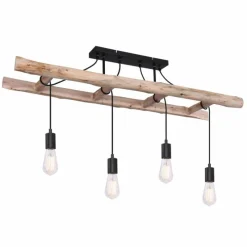 Luminaires Scandinaves-Luminaires Globo Lighting Plafonnier Globo IRMGARD Bois clair, Noir, 4 lumières