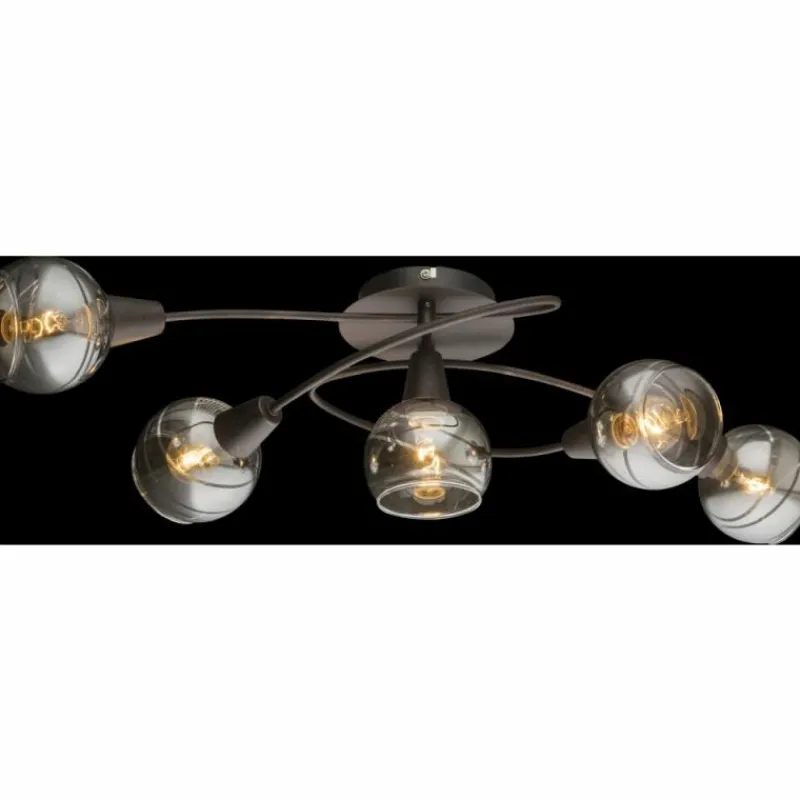 Luminaires Antiques-Luminaires Globo Lighting Plafonnier Globo Isla LED Bronze, 5 lumières