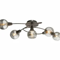 Luminaires Antiques-Luminaires Globo Lighting Plafonnier Globo Isla LED Bronze, 5 lumières