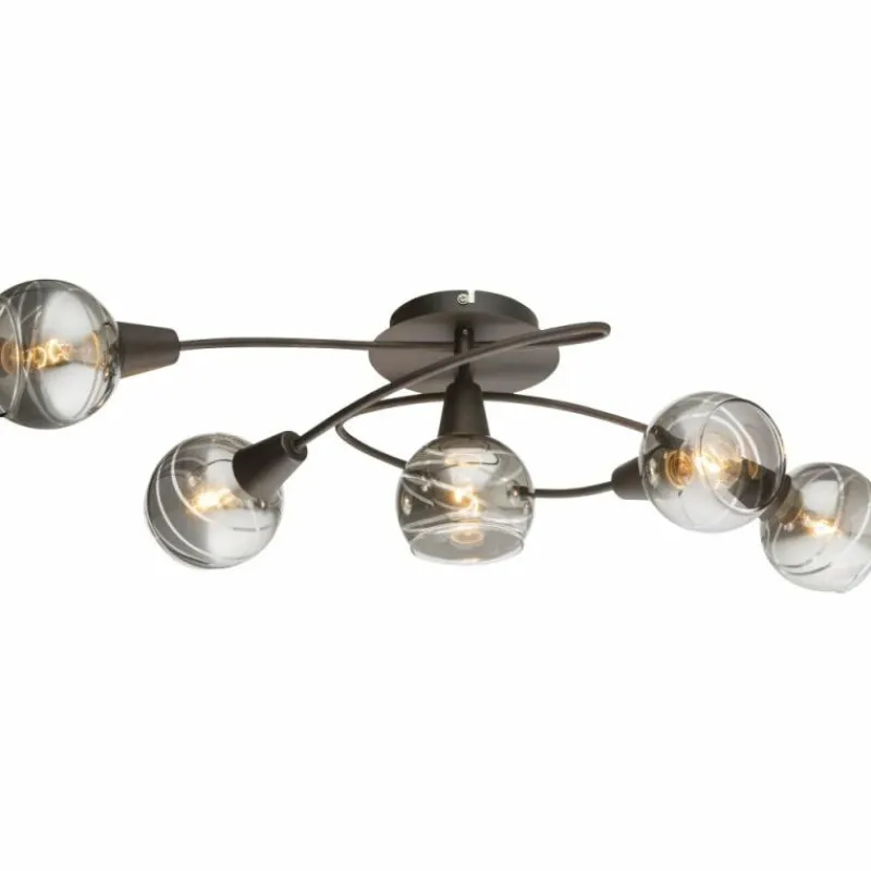 Luminaires Antiques-Luminaires Globo Lighting Plafonnier Globo Isla LED Bronze, 5 lumières