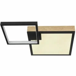 Lampes En Bois-Luminaires Globo Lighting Plafonnier Globo JACKY LED Couleur bois, Noir, 2 lumières, Télécommandes, Changeur de couleurs