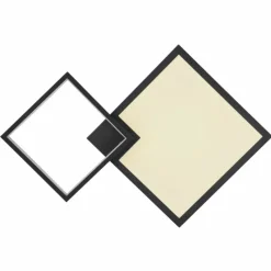 Lampes En Bois-Luminaires Globo Lighting Plafonnier Globo JACKY LED Couleur bois, Noir, 2 lumières, Télécommandes, Changeur de couleurs