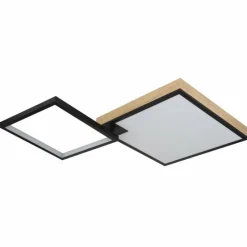 Lampes En Bois-Luminaires Globo Lighting Plafonnier Globo JACKY LED Couleur bois, Noir, 2 lumières, Télécommandes, Changeur de couleurs