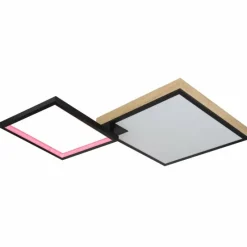 Lampes En Bois-Luminaires Globo Lighting Plafonnier Globo JACKY LED Couleur bois, Noir, 2 lumières, Télécommandes, Changeur de couleurs