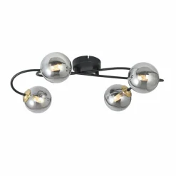 Suspension Verre Fumé-Luminaires Globo Lighting Plafonnier Globo JORGE Noir, 4 lumières