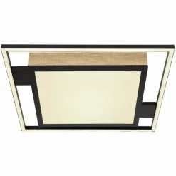 Lampes En Bois-Luminaires Globo Lighting Plafonnier Globo JORRY LED Couleur bois, Noir, 1 lumière, Télécommandes