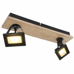 Lampes En Bois-Luminaires Globo Lighting Plafonnier Globo JOYA LED Bois clair, Noir, 2 lumières