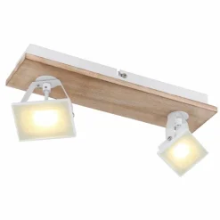 Lampes En Bois-Luminaires Globo Lighting Plafonnier Globo JOYA LED Bois clair, Blanc, 2 lumières