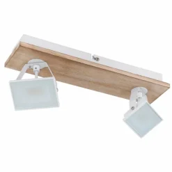 Lampes En Bois-Luminaires Globo Lighting Plafonnier Globo JOYA LED Bois clair, Blanc, 2 lumières