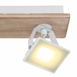 Lampes En Bois-Luminaires Globo Lighting Plafonnier Globo JOYA LED Bois clair, Blanc, 2 lumières