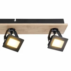 Lampes En Bois-Luminaires Globo Lighting Plafonnier Globo JOYA LED Bois clair, Noir, 4 lumières