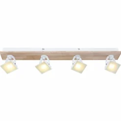 Lampes En Bois-Luminaires Globo Lighting Plafonnier Globo JOYA LED Bois clair, Blanc, 4 lumières