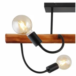 Lampes En Bois-Luminaires Globo Lighting Plafonnier Globo JULIANE Bois foncé, Noir, 4 lumières