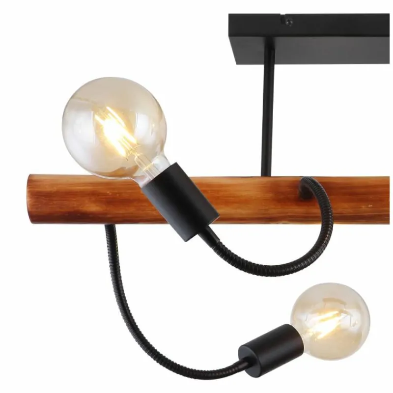 Lampes En Bois-Luminaires Globo Lighting Plafonnier Globo JULIANE Bois foncé, Noir, 4 lumières