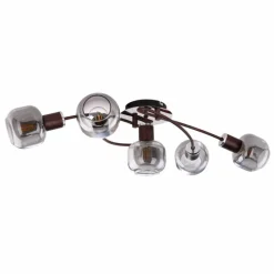 Suspension Verre Fumé-Luminaires Globo Lighting Plafonnier Globo KABU Cuivre, 5 lumières