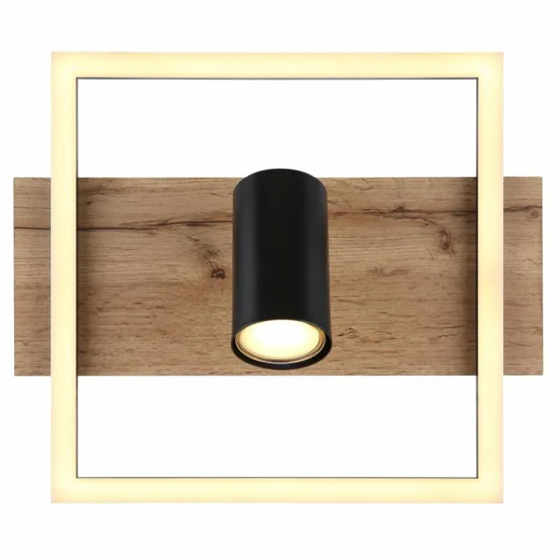 Lampes En Bois-Luminaires Globo Lighting Plafonnier Globo KASSU LED Couleur bois, Noir, Blanc, 1 lumière