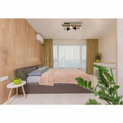 Lampes En Bois-Luminaires Globo Lighting Plafonnier Globo KASSU LED Couleur bois, Noir, Blanc, 2 lumières