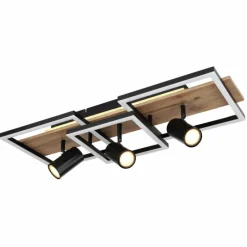 Lampes En Bois-Luminaires Globo Lighting Plafonnier Globo KASSU LED Couleur bois, Noir, Blanc, 3 lumières