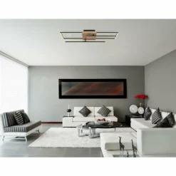 Luminaires Scandinaves-Luminaires Globo Lighting Plafonnier Globo KENDRA LED Bois clair, Couleur bois, Noir, 1 lumière