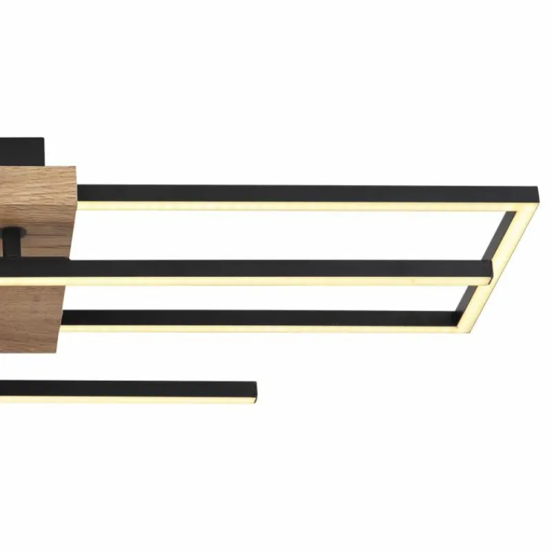 Luminaires Scandinaves-Luminaires Globo Lighting Plafonnier Globo KENDRA LED Bois clair, Couleur bois, Noir, 1 lumière