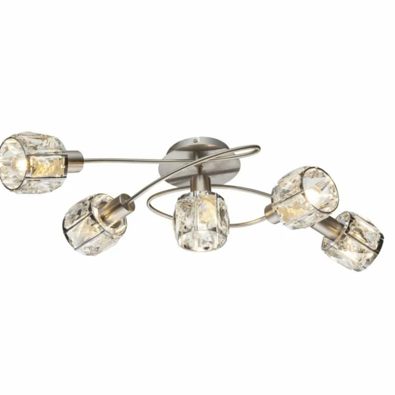 Lampe Turque-Luminaires Globo Lighting Plafonnier Globo Kris Nickel mat, 5 lumières