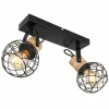 Lampes En Bois-Luminaires Globo Lighting Plafonnier Globo LACKY Bois clair, Noir, 2 lumières