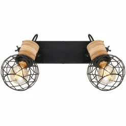 Lampes En Bois-Luminaires Globo Lighting Plafonnier Globo LACKY Bois clair, Noir, 2 lumières