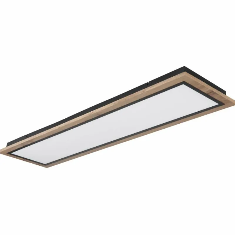 Lampes En Bois-Luminaires Globo Lighting Plafonnier Globo LEA LED Couleur bois, Noir, 1 lumière