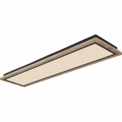 Lampes En Bois-Luminaires Globo Lighting Plafonnier Globo LEA LED Couleur bois, Noir, 1 lumière, Télécommandes