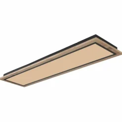 Lampes En Bois-Luminaires Globo Lighting Plafonnier Globo LEA LED Couleur bois, Noir, 1 lumière, Télécommandes